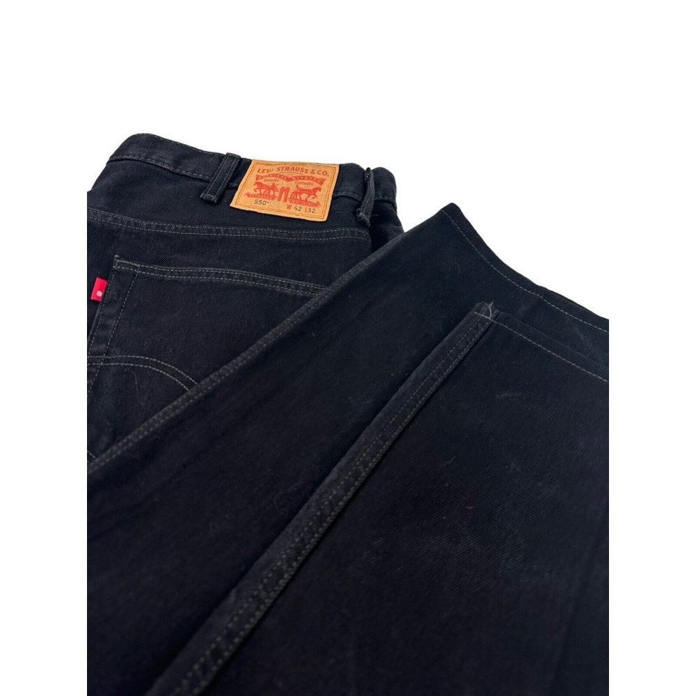 Levis 550 Relaxed Fit Straight Leg Mens Jeans‎ Black Wash Size 42x32